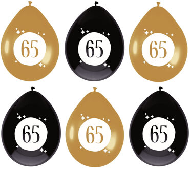Haza Leeftijd verjaardag thema ballonnen 65 jaar 6x stuks 30 cm Multi