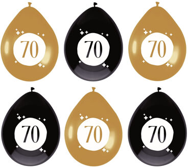 Haza Leeftijd verjaardag thema ballonnen 70 jaar 6x stuks 30 cm Multi