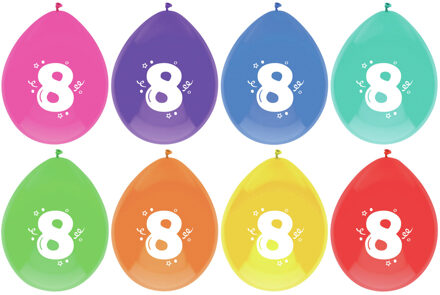 Haza Leeftijd verjaardag thema ballonnen 8 jaar 24x stuks 29 cm