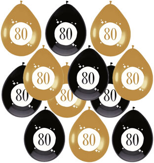 Haza Leeftijd verjaardag thema ballonnen 80 jaar 12x stuks 30 cm