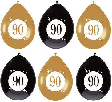 Haza Leeftijd verjaardag thema ballonnen 90 jaar 6x stuks 30 cm