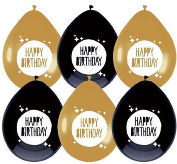 Haza Leeftijd verjaardag thema Happy Birthday ballonnen 6x stuks 30 cm Multi