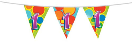 Haza Leeftijd verjaardag thema vlaggetjes 1 jaar plastic 10 meter Multi