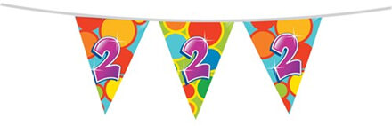 Haza Leeftijd verjaardag thema vlaggetjes 2 jaar plastic 10 meter Multi