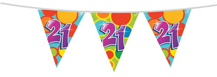 Haza Leeftijd verjaardag thema vlaggetjes 21 jaar plastic 10 meter