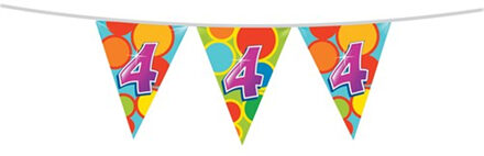 Haza Leeftijd verjaardag thema vlaggetjes 4 jaar plastic 10 meter