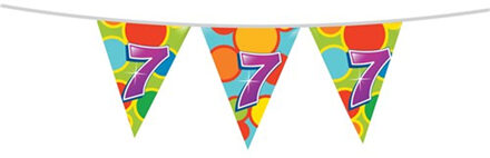 Haza Leeftijd verjaardag thema vlaggetjes 7 jaar plastic 10 meter Multi