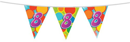 Haza Leeftijd verjaardag thema vlaggetjes 8 jaar plastic 10 meter