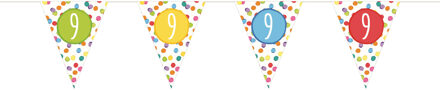 Haza Leeftijd verjaardag thema vlaggetjes 9 jaar papier 600 cm