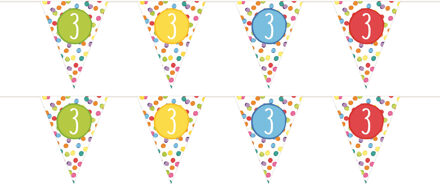 Haza Leeftijd Vlaggenlijn - 3x - 3 jaar - verjaardag versiering - vlaggetjes slinger - 6 m - kunststof