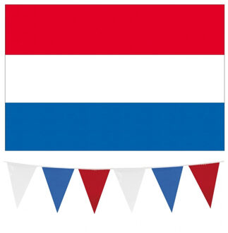 Haza Nederland vlaggetjes feest versiering set binnen/buiten 3-delig