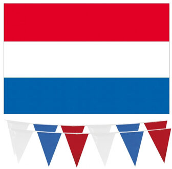Haza Nederland vlaggetjes feest versiering set binnen/buiten 4-delig