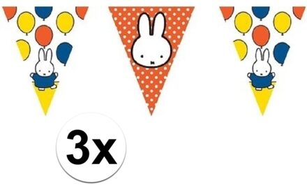 Haza Nijntje vlaggenlijn - 3x - 10 meter - plastic - feest - verjaardag versiering - slingers