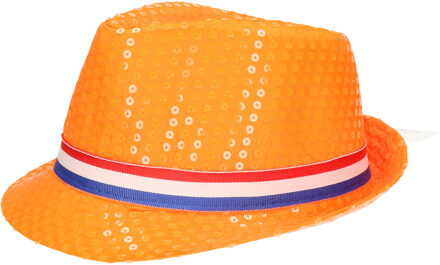 Haza Oranje gleufhoed/supporters hoedje - volwassenen - met Nederlandse vlag - Koningsdag
