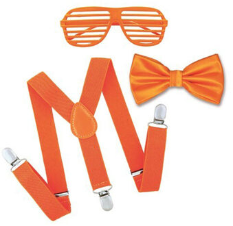 Haza Oranje/Koningsdag supporters verkleed set - heren/dames - bril-bretels-vlinderdas