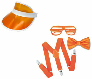 Haza Oranje supporters set met bril-bretels-vlinderstrik-zonneklep