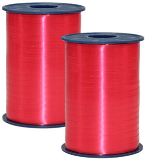 Haza Original 2x rollen cadeaulint roodkleurig 500 meter x 5 milimeter - Cadeauversiering