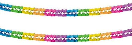 Haza Original 2x Stuks feestslingers verjaardag - papier - 6m - multi-color - Feestslingers Multikleur