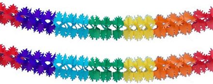 Haza Original 2x Stuks feestslingers verjaardag - papier - 6m - multi-color - Feestslingers Multikleur