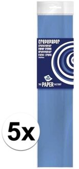 Haza Original 5x Hobby crepe papier babyblauw 250 x 50 cm - Crepepapier