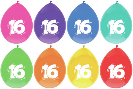 "Haza Original Ballonnen Multicolor Met Opdruk """"16"""" 30 Cm 8 Stuks"
