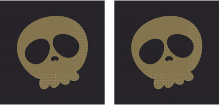 Haza Original Halloween/horror doodshoofd/schedel servetten - 40x - zwart - papier - 33 cm - Feestservetten
