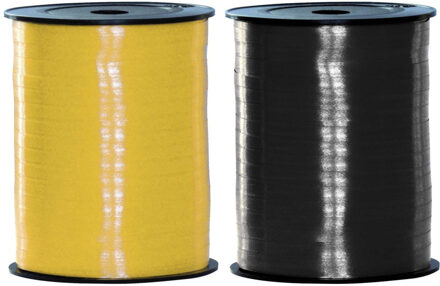 Haza Pakket van 2 rollen lint zwart en geel 500 meter x 5 milimeter breed