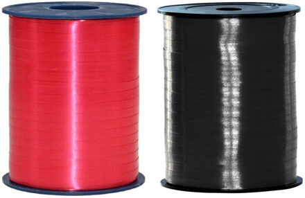 Haza Pakket van 2 rollen lint zwart en rood 500 meter x 5 milimeter breed