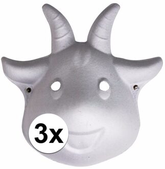 Haza Papier mache masker - 3x - geit - DIY schilderen - 22 x 24 cm - maskers maken