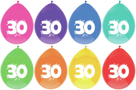 Haza Party Ballonnen 30 jaar - leeftijd verjaardag - 64x stuks - 29 cm - versiering/feestartikelen
