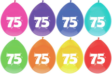 Haza Party Ballonnen 75 jaar - leeftijd verjaardag - 24x stuks - 29 cm - versiering/feestartikelen