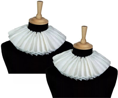 Haza Pietenkraag/page kraag - 2x - wit - papier - Sint en Piet verkleed accessoires