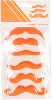 Haza Plaksnorren oranje - 6x st - verkleed snorren - Koningsdag - EK/WK - nepsnorren
