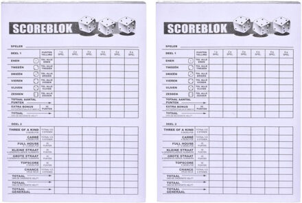 Haza Scoreblok Yahtzee - 2x - blok 100 vellen - dobbelspel - punten opschrijven - 10 x 15 cm