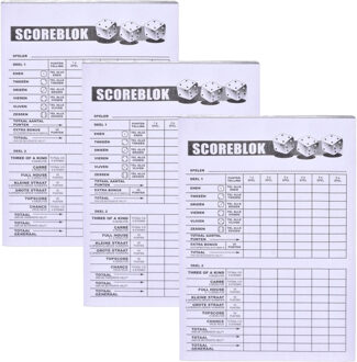 Haza Scoreblok Yahtzee - 3x - blok 100 vellen - dobbelspel - punten opschrijven - 10 x 15 cm