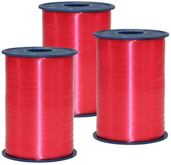 Haza Sierlint of cadeaulint - 3x - rood - dun - 500 meter x 0.5 cm - Feestartikelen en versiering