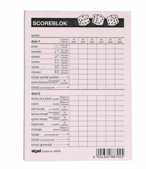 Haza Sigel Expres Scoreblok Dobbelspel 10,5 X 14,8 Cm Papier Wit 100 Vel