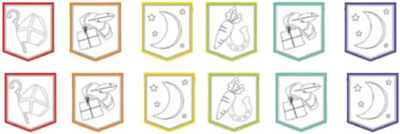 Haza Sinterklaas inkleur slinger/vlaggenlijn - 3 stuks - 4 meter