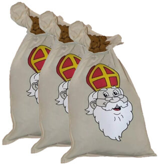 Haza Sinterklaas strooizak voor snoep - 5x - katoen - 35 x 60 cm - Sint en Piet strooigoed zakken