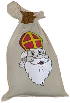 Haza Sinterklaas strooizak voor snoep - katoen - 35 x 60 cm - Sint en Piet strooigoed zakken
