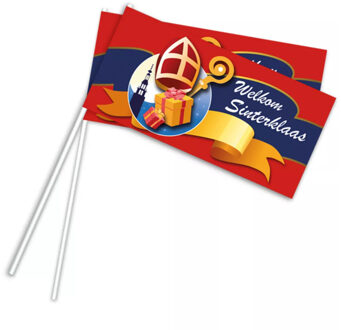 Haza Sinterklaas zwaaivlaggetjes - 100x stuks - plastic - handvlaggetjes - Intocht Multi