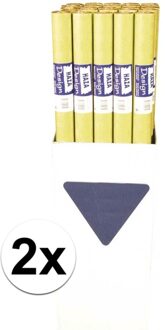 Haza Tafellaken/tafelkleed rol papier - 2x - 700 x 118 cm - goudgeel - Lange tafels - Damast papier