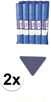 Haza Tafellaken/tafelkleed rol papier - 2x - 800 x 120 cm - blauw - Lange tafels - Damast papier