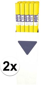 Haza Tafellaken/tafelkleed rol papier - 2x - 800 x 120 cm - geel - Lange tafels - Damast papier