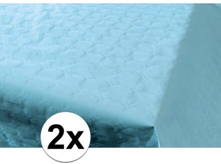 Haza Tafellaken/tafelkleed rol papier - 2x - 800 x 120 cm - lichtblauw - Lange tafels - Damast papie