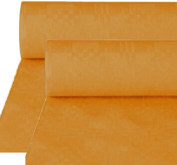 Haza Tafellaken/tafelkleed rol papier - 2x - 800 x 120 cm - okergeel - Lange tafels - Damast papier