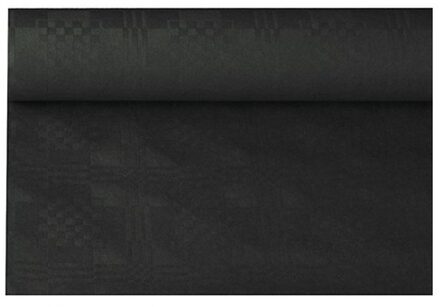 Haza Tafellaken/tafelkleed rol papier - 800 x 120 cm - zwart - Lange tafels - Damast papier