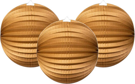 Haza Treklampion - 3x - metallic goud - papier - rond - D23cm - decoratie - Sint Maarten