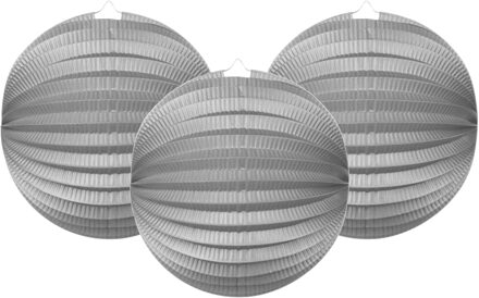 Haza Treklampion - 3x - metallic zilver - papier - rond - D23cm - decoratie - Sint Maarten