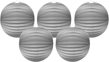 Haza Treklampion - 5x - metallic zilver - papier - rond - D23cm - decoratie - Sint Maarten